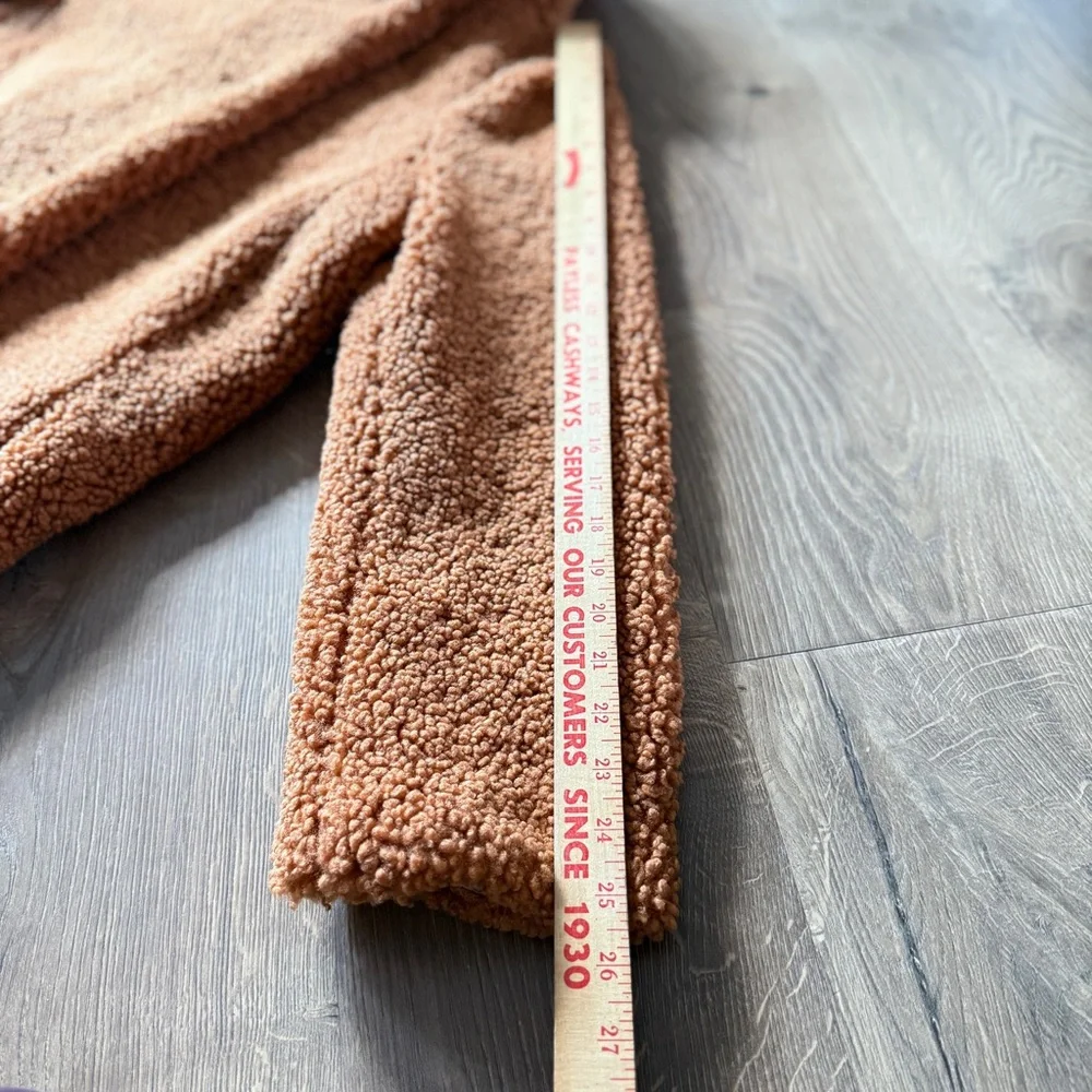 NWT J.Crew Villa Coat Teddy Sherpa Mid Length Adobe Clay Brown sz 8 zip button - Picture 15 of 15